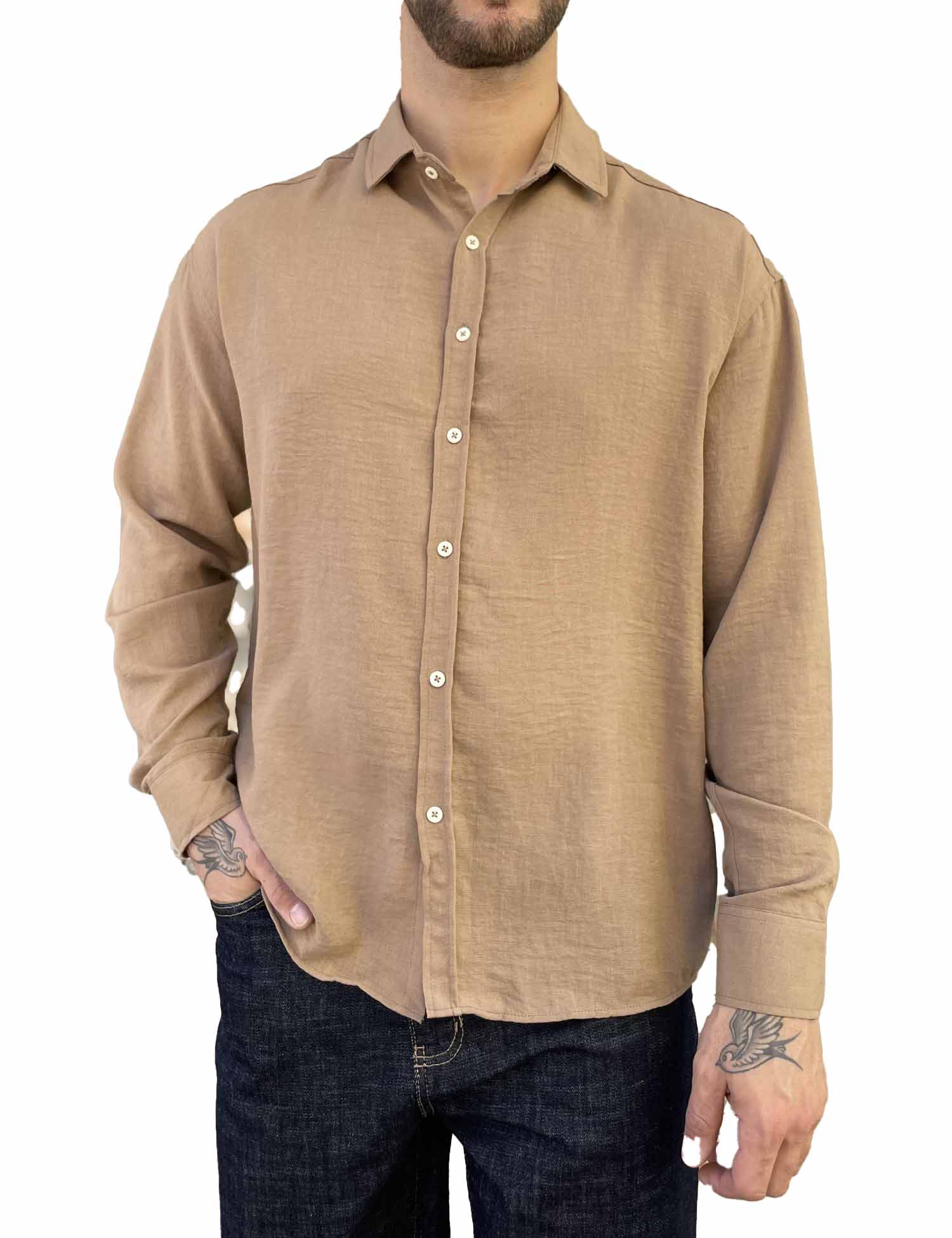 Ανδρικό πούρο γκοφρέ Overshirt με γιακά RMZ579B φωτογραφία